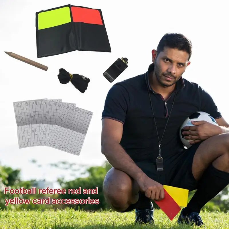 Football Soccer Referee Card Sets Warning Referee Red And Yellow Cards With Wallet Score Sheets Notebook Judge Accessories