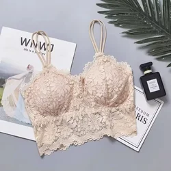 Vrouwen Kanten Beha Sexy Uitgehold Bloem Ondergoed Bralette Draadloze Push Up Ademende Band Gewatteerd Vest Lingerie Alem Sier Diego