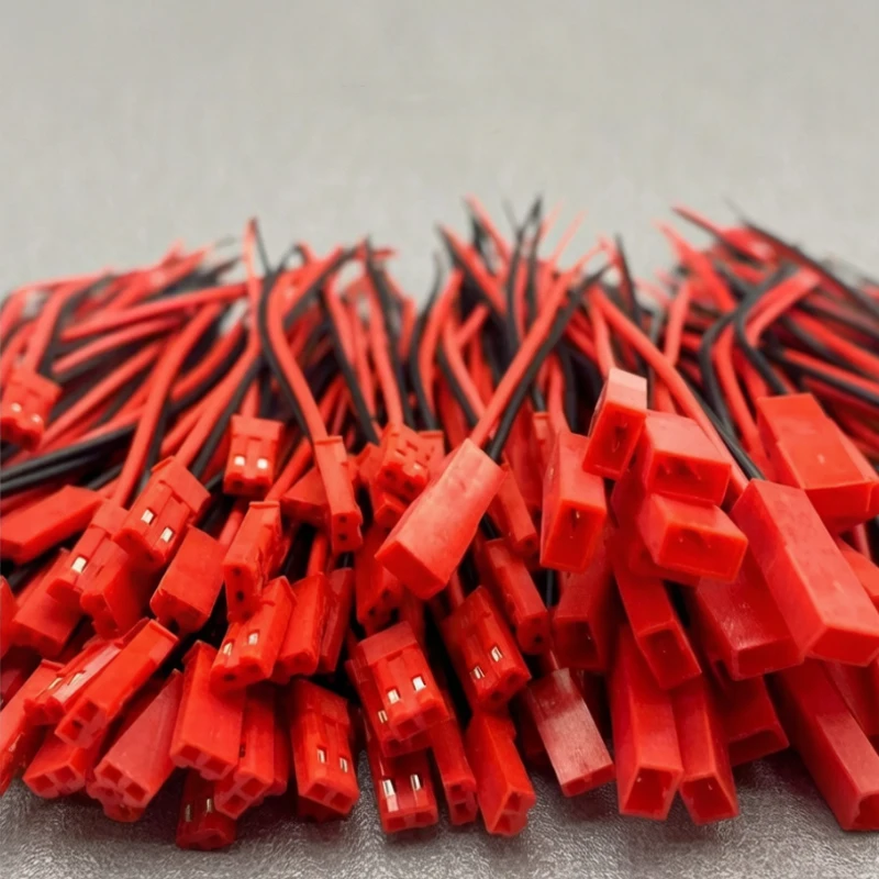 20 Stück männliche und weibliche Steckverbinder, JST-Steckerkabel, DIY 2-poliger Steckverbinder, 2,54 mm Abstand, roter und schwarzer Anschlussdraht, 10 cm/30 cm – Detail 2