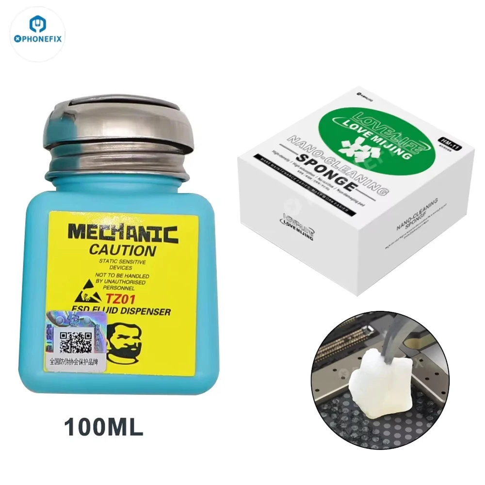 MIJING HM-11 NANO Cleaning Sponge MECHANIC Plastic Liquid Container Bottle for Phone PCB Board Screen Frame Camera Lens Cleaning