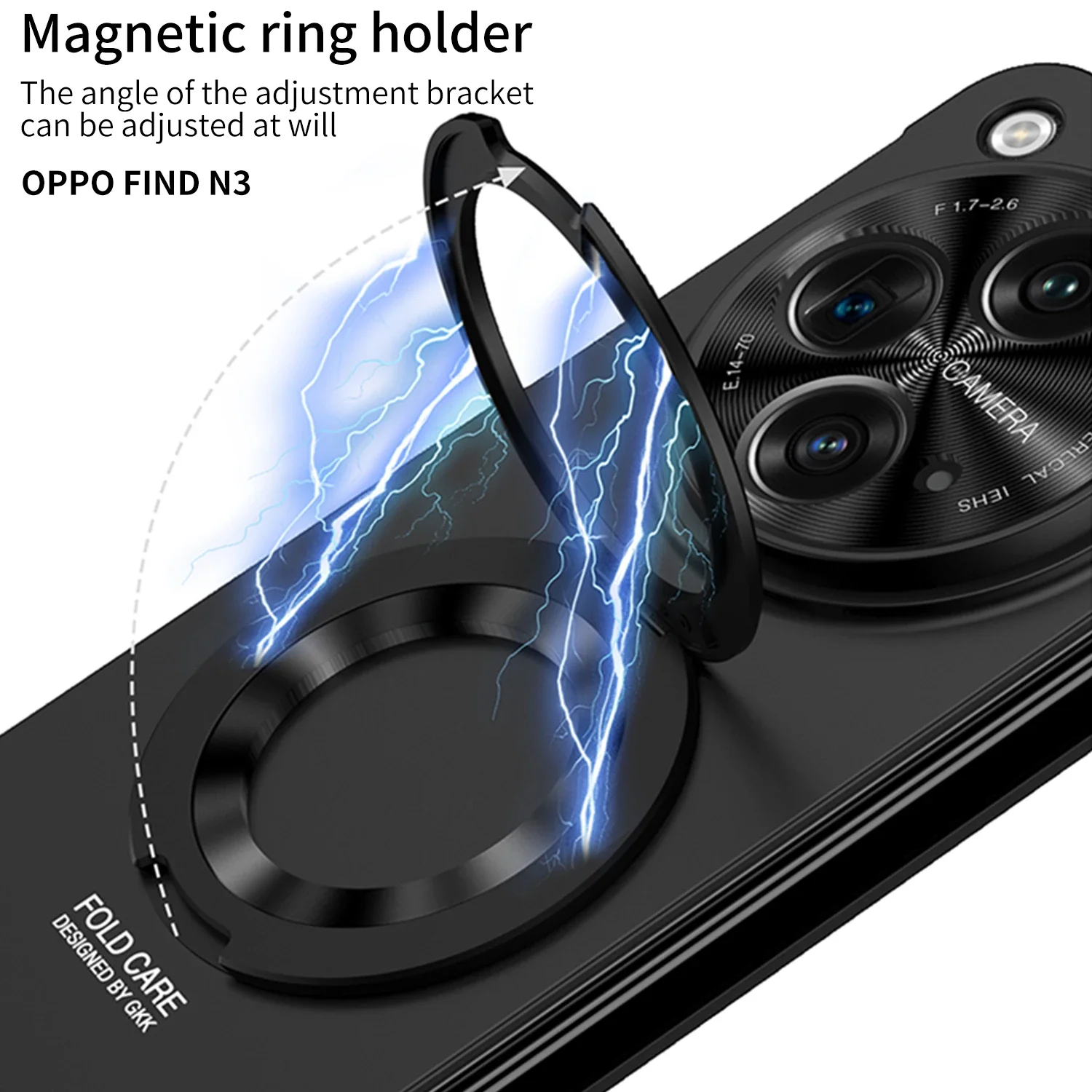 For OnePlus Open Case Ultra Thin Matte Magnetic Ring Bracket Wireless Charging With Tempered Film Folding Shockproof Hard Cover