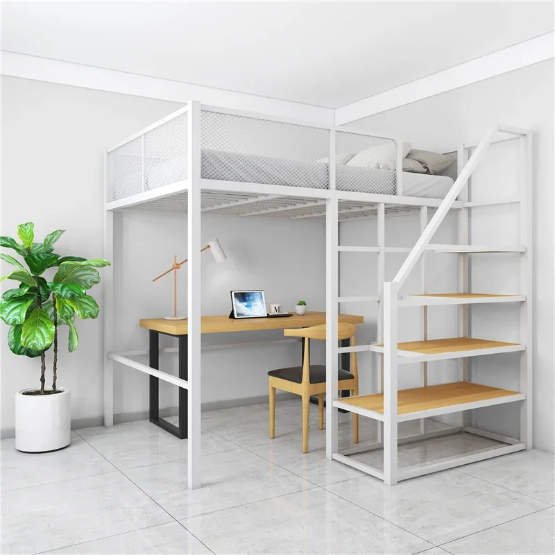 Nordic Iron Elevated Bed Apartment Saves Space On  Under Table Double Wrought Iron   Simple Multifunctional Retest Loft