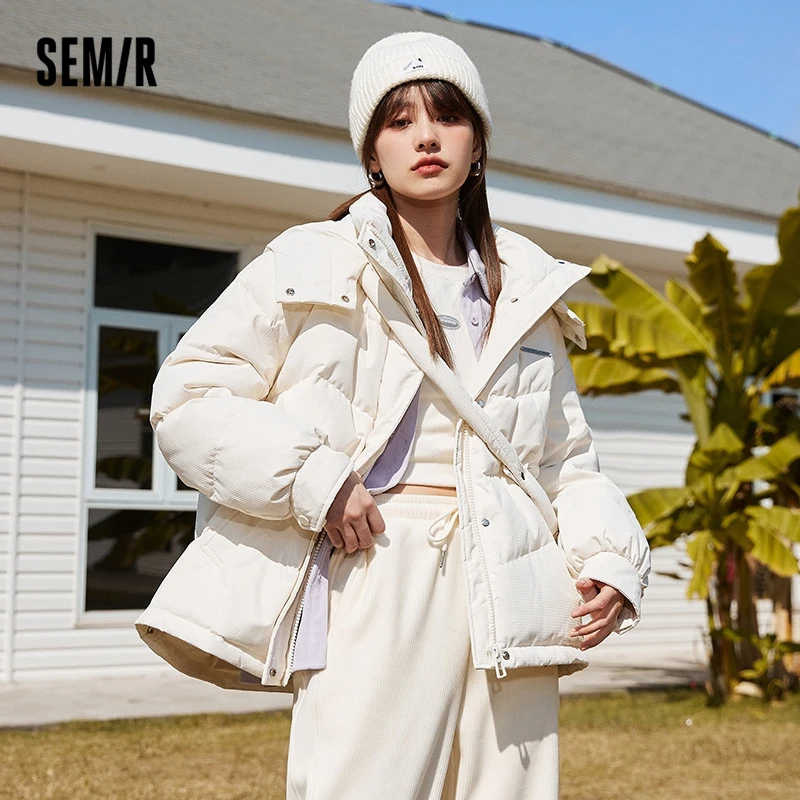 Semir Down Jacket Women Medium Long Design Hooded Warm 2023 Winter New Loose Thick Coat Woman'S Fashion