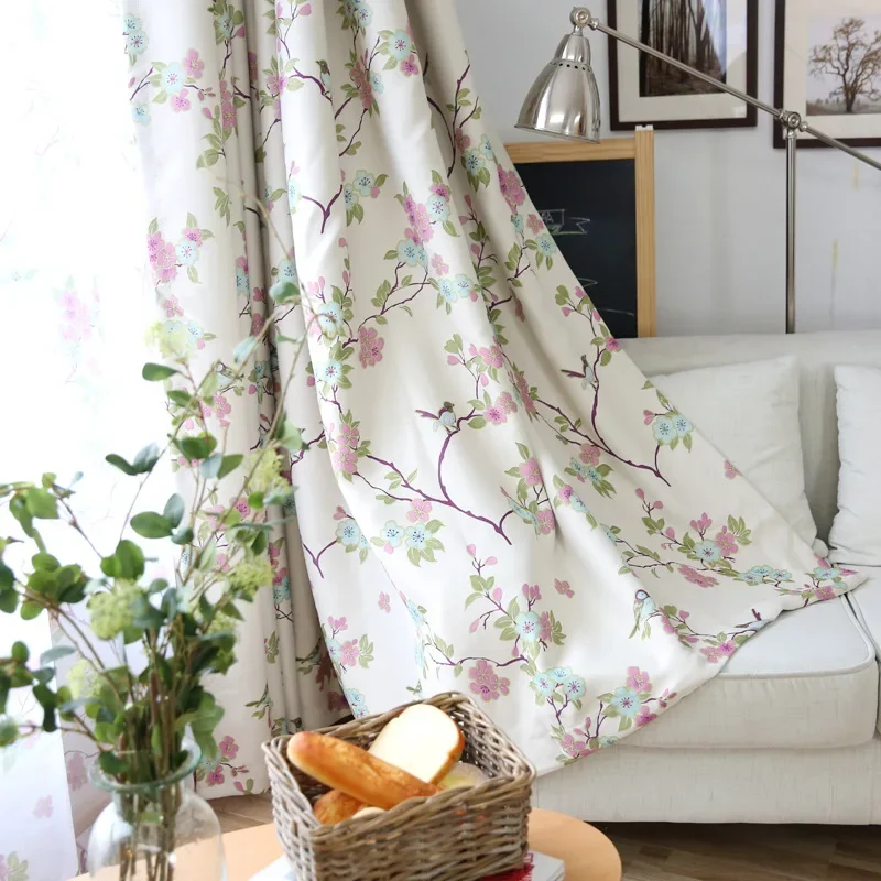 Brand New American Curtains for Living Dining Room Bedroom Pastoral Fresh Printed Morden Tulles Curtains  French Window