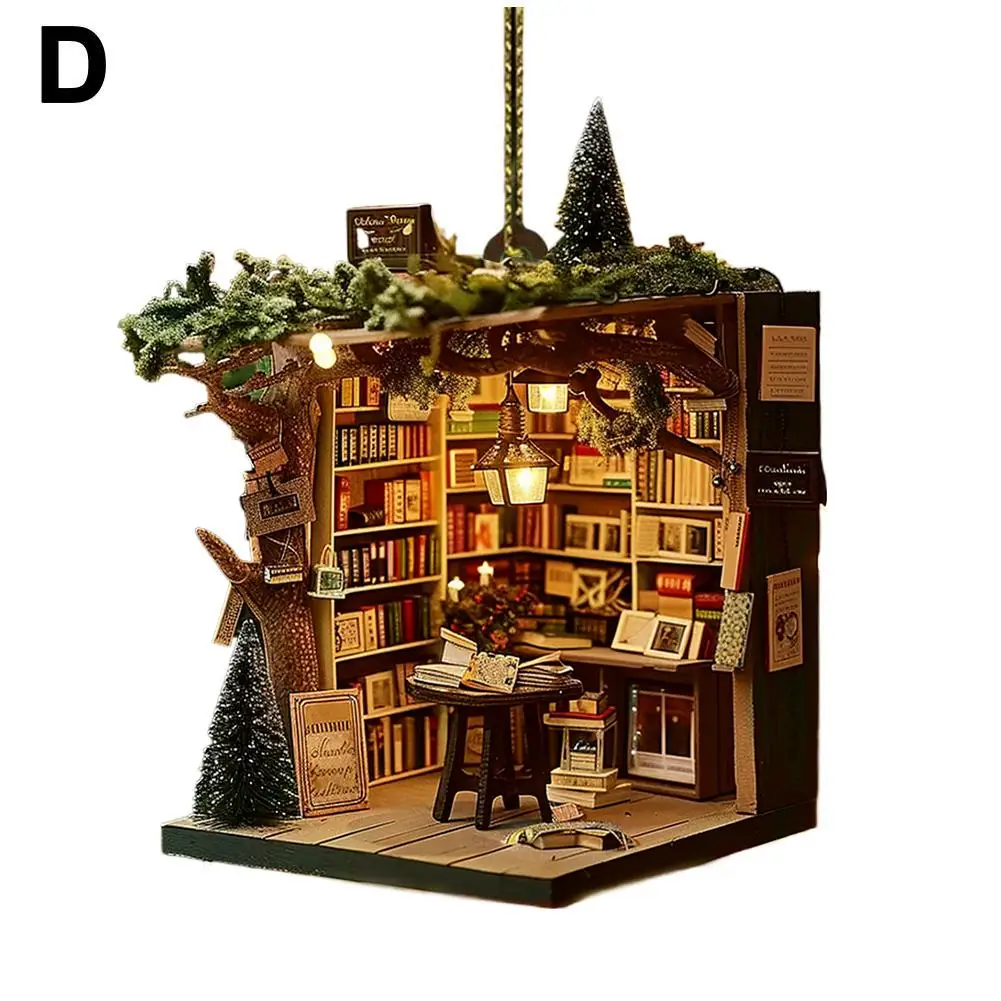 1Pc Christmas Bookstore Ornament Acrylic Book Stacked Hanging Decoration Xmas Tree Pendant Bookgift For Holiday Tree Home D C6I4