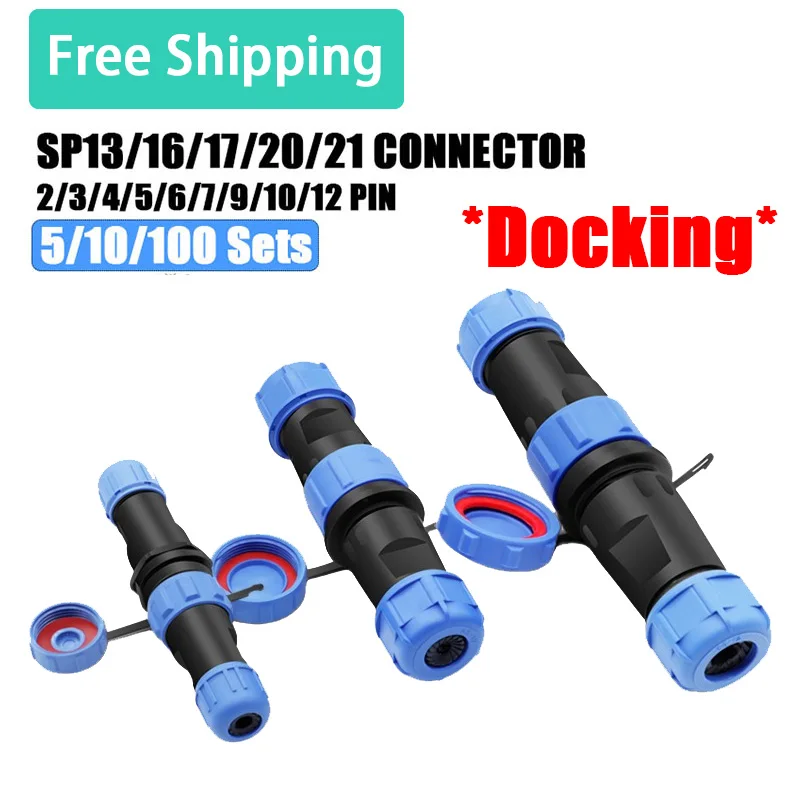 

5/10/100 Set IP68 Waterproof Aviation Connector Plug SP13 16 17 20 21 Docking Male Female Socket2 3 4 5 6 7 9 10 12Pin