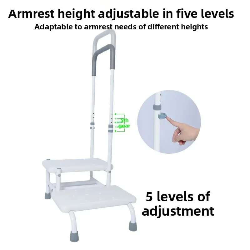 Heavy Duty 2-Step Stool with Handle, 450 Lbs Load Anti-slip Platform for Elderly, Bed Bathtub Kitchen Use