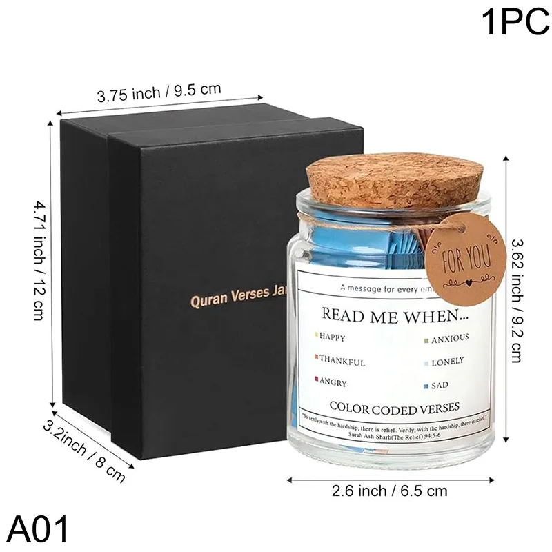 1PC Azan Islamic Quran Verse Jar Creative Prayer Bottle Decors Gift  Every Emotional Scripture Jars For Home Ramadan Decorations