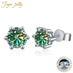 JoyceJelly S925 Silver Screw Thread Stud Classic Six-claw 2ct a Pair Moissanite Earrings For Women Wedding Bride Fine Jewelry
