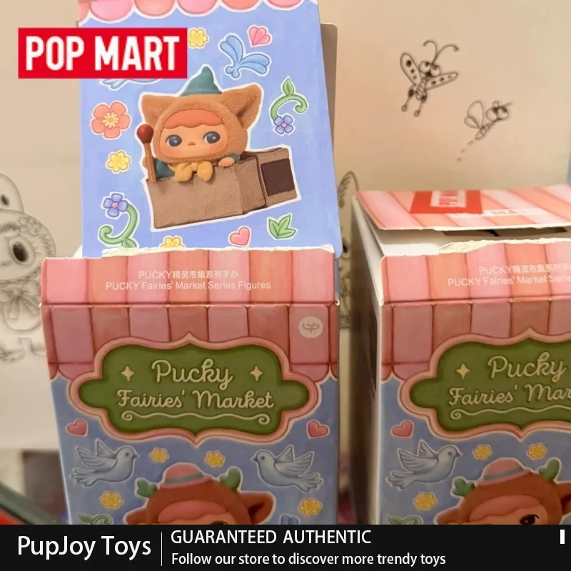 

Genuine Pop Mart Pucky Fairies Market Series Trend Blind Box Figures Toys Cute Desktop Ornament Collect Figure Mystery Box Doll