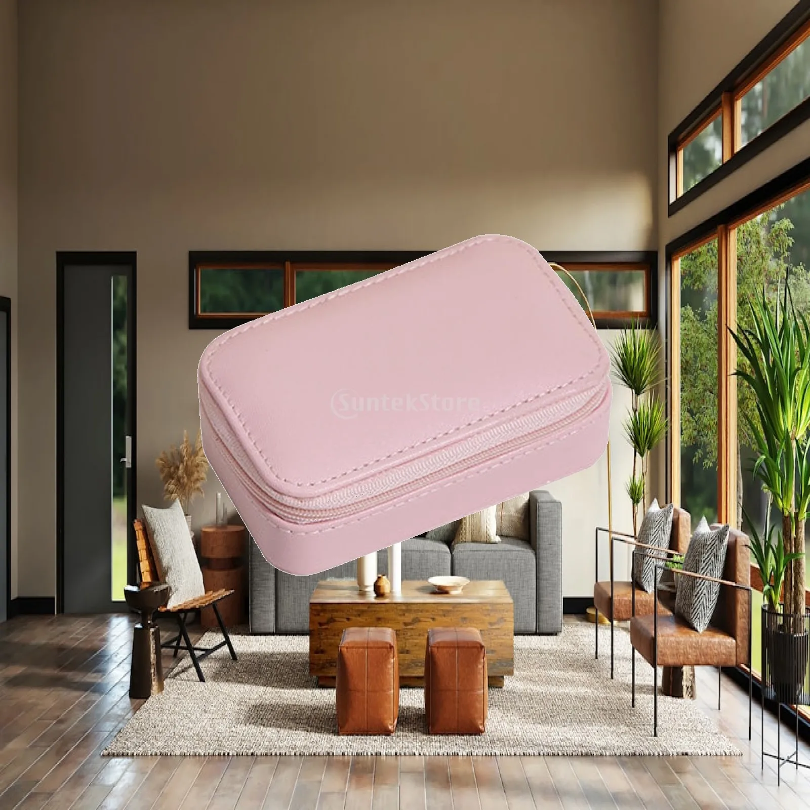 

Portable Jewelry Box Bag PU Leather Travel Storage Case Organizer Simple