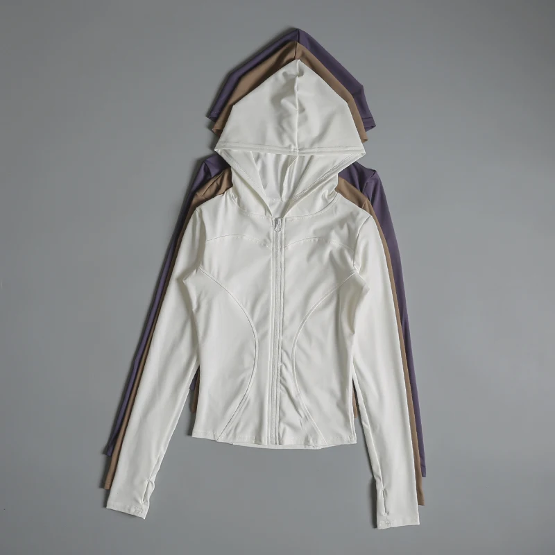 

Sports jacket for women with hooded zipper slim and high-end fashion yoga clothing professional quick-drying running fitness
