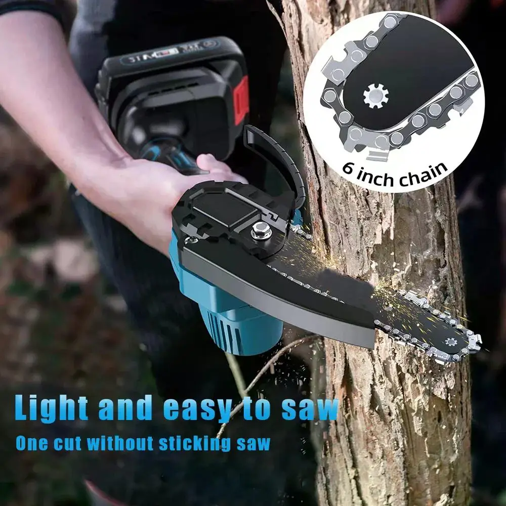 3000W 6 Inch Electric Chain Saw Handheld Portable Chainsaw Tree Wood Cutter Pruning Garden Power Tool Compatible Makita Battery