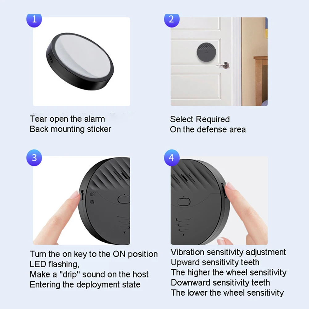 Wi-Fi 진동 알람 그래피티 도난 방지 알람, 문짝 및 창문 알람, 투야 스마트 앱 사용, 투야 도난 방지 알람, 130dB