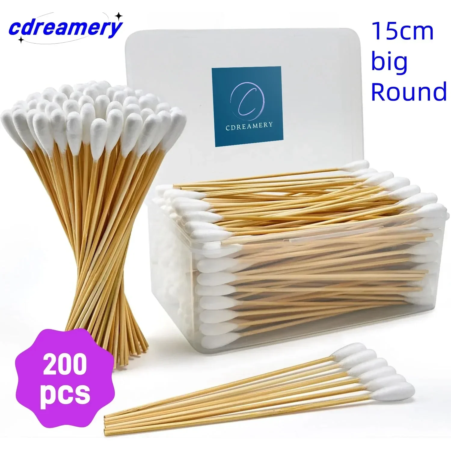 CD Long Q Tips for TATTOO Cleaning, 400pcs 6 Inch  Bamboo Qtips Cotton Swabs Precision Swabs for Makeup, Ears, and Gun Cleaning