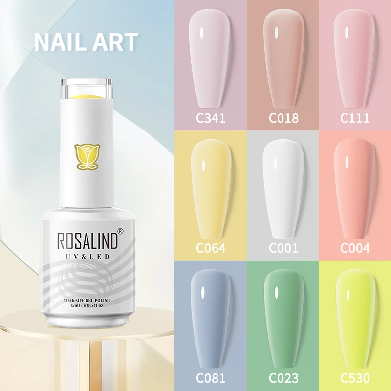 

ROSALIND 15ml Macaron Colors Nail Gel Polish Bright For Manicure Supplies Design Nail Gel Need UV Semi Permanent Hybrid Varnishs