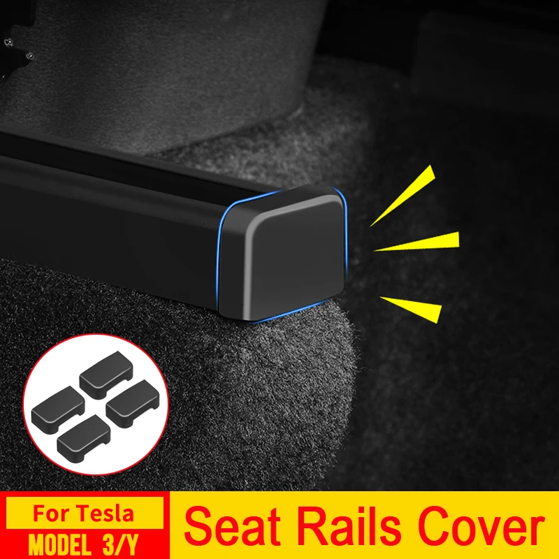 4pcs Seat Rail Cover Protector For Tesla Model Y Accessories 2024 2023 2022 Front Rear End Pieces Backseat Slide Protection Mats