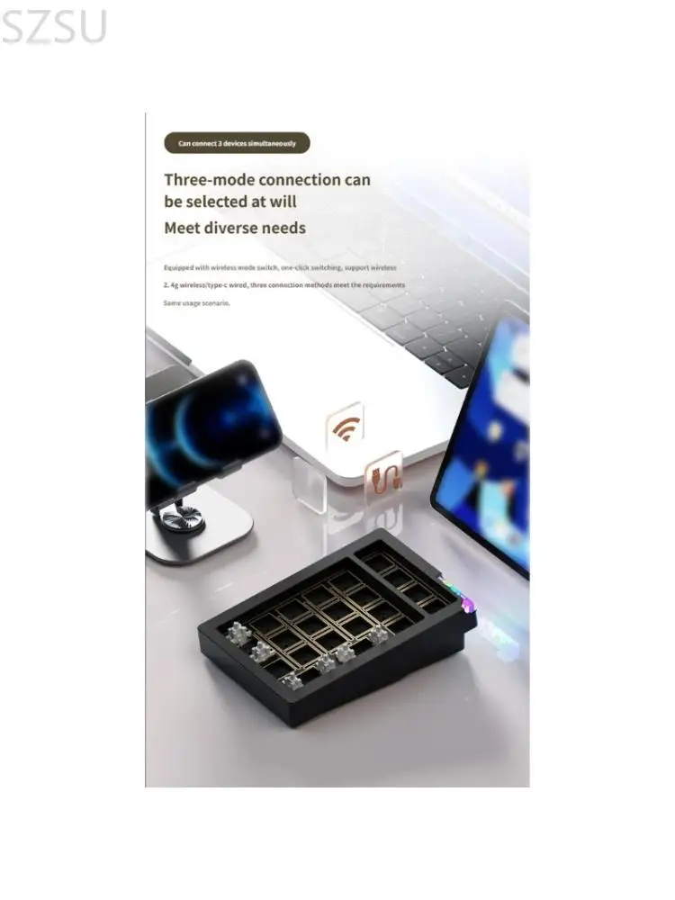 

SZSU 21Key Numeric Keyboard Space Saving Design Reduces Noise Triple Mode Wireless Bluetooth-compatible 2.4GHz Corded