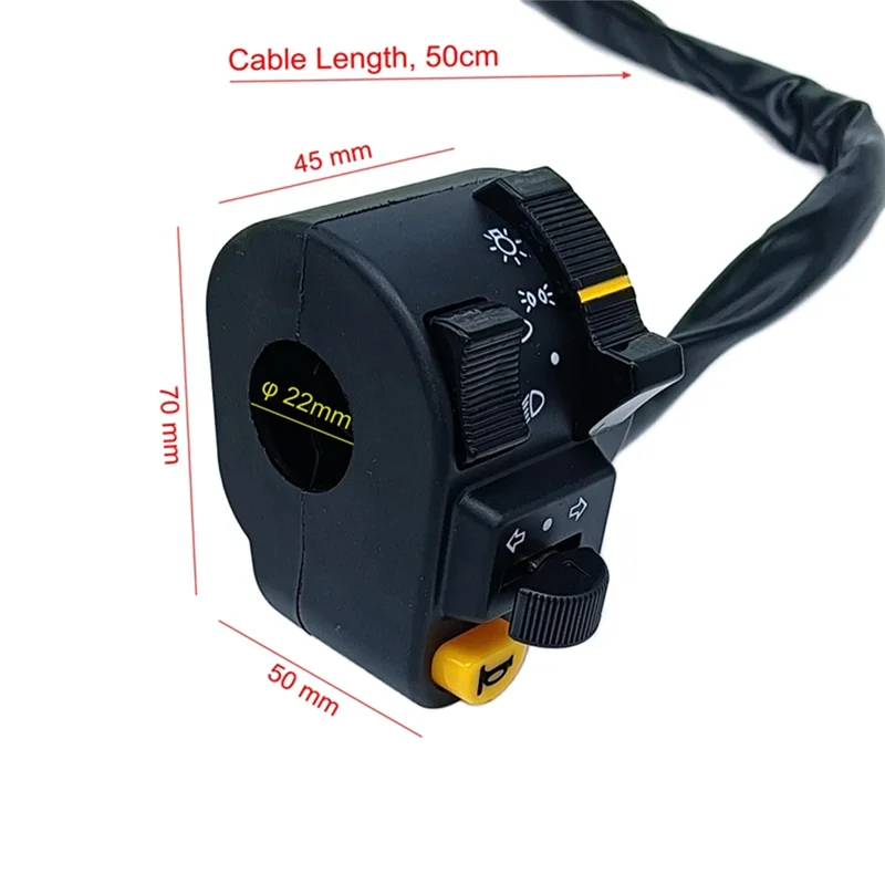 Motorcycle 22Mm Handlebar Switch For Horn Headlight Fog Light For Tricycle Universal Switches 12V