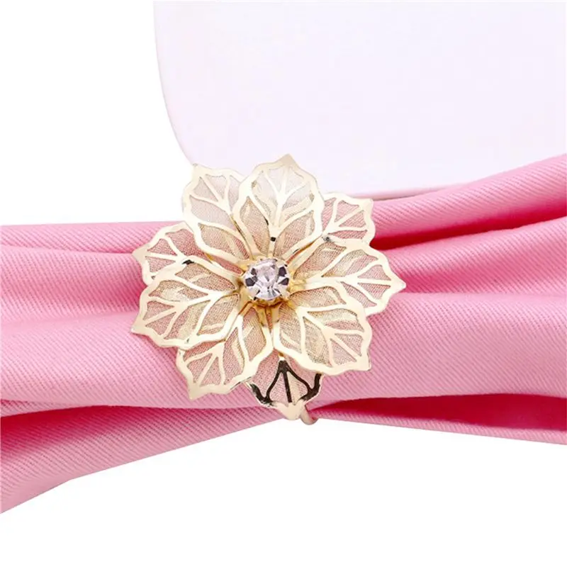 AFOURT-24Pack Serviettenringe, goldene Serviettenringe, Schnallen für Tischdekorationen, Hochzeit, Abendessen, Party, DIY-Dekoration, Gold – Detail 2