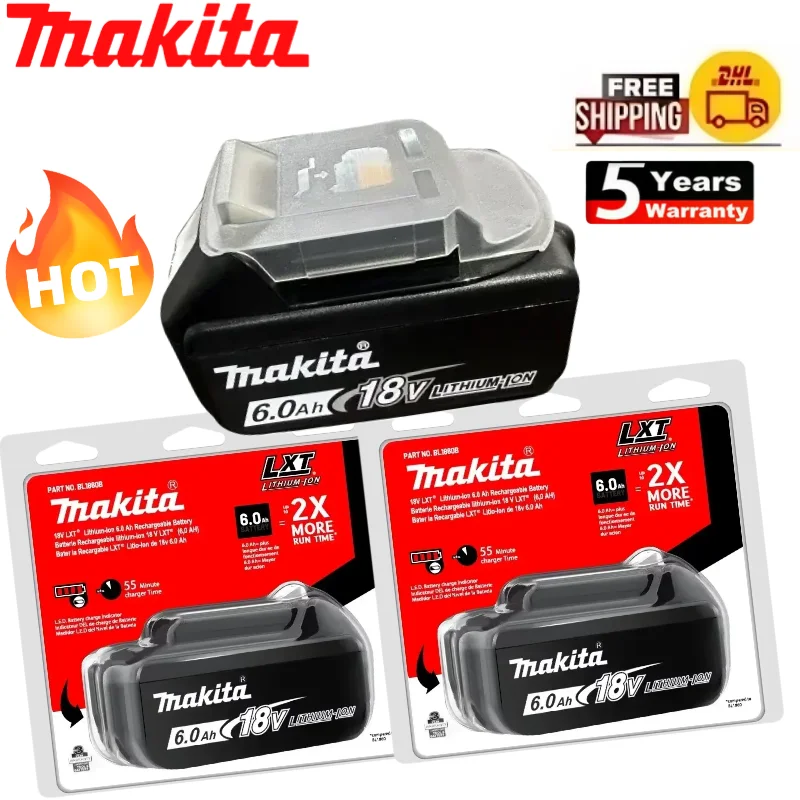 

NEW Genuine Makita 18V Battery 6.0Ah BL1830B BL1850B BL1860B Genuine Replacement for LXT400 Power Packs