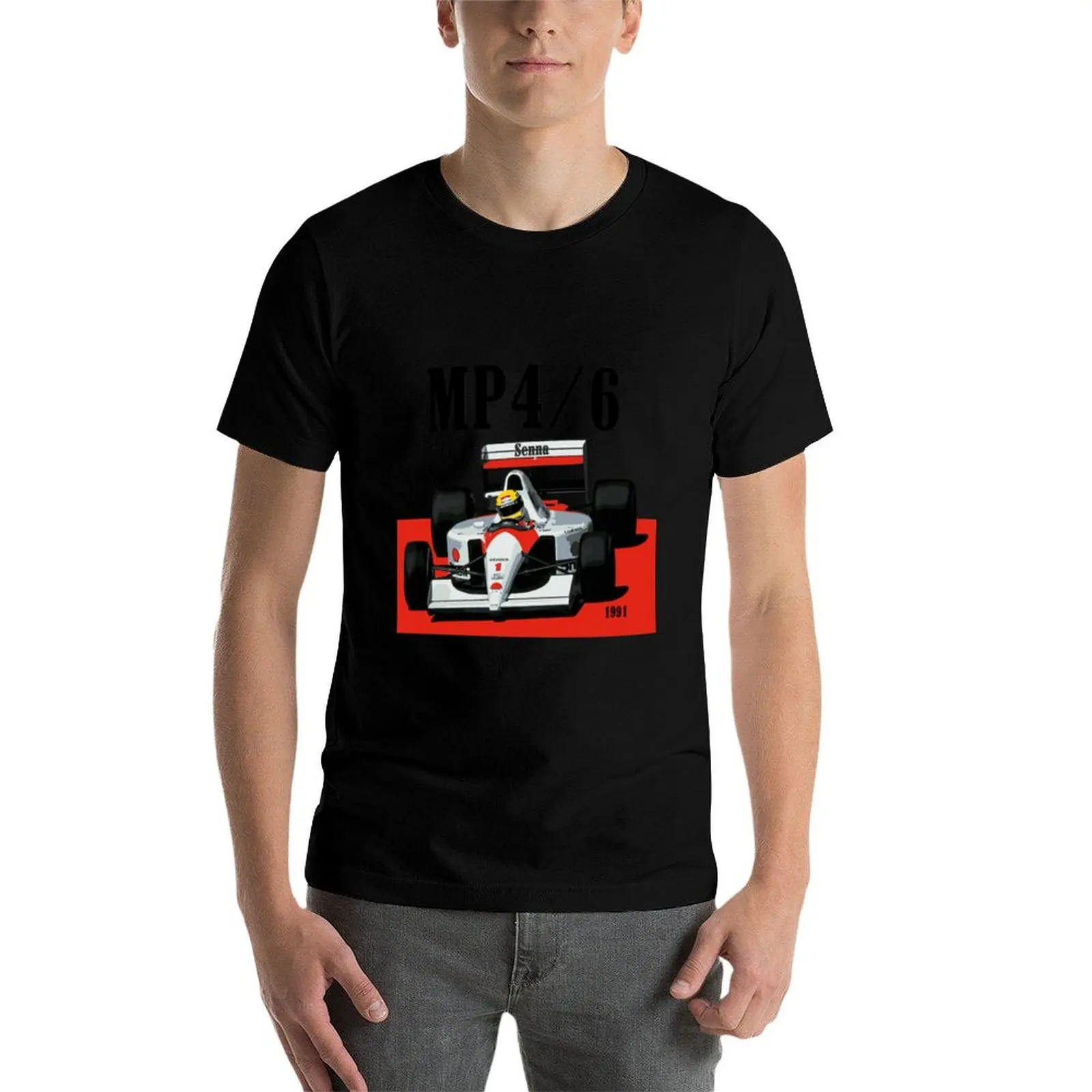 Senna MP4_6 F1 Car T-Shirt Anime t-shirt luxury designer oversized graphic tee luxury t-shirt black t shirts for men