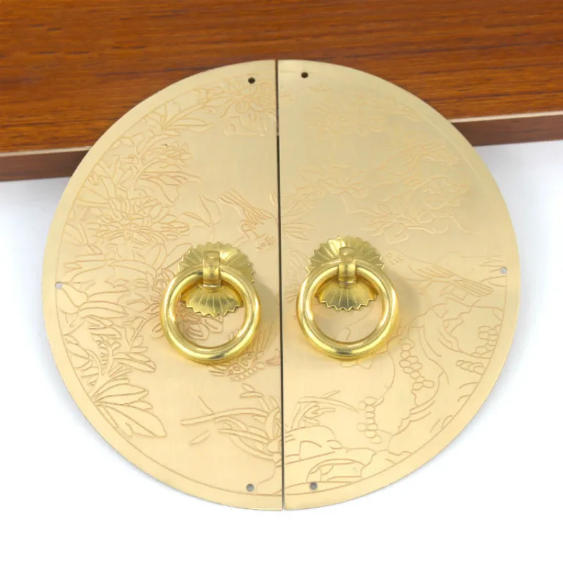 Copper Bookcase Retro Furniture Cupboard Handle Brass Chinese Handles Cabinet Round Knob Wardrobe Pulls 14 18 24CM