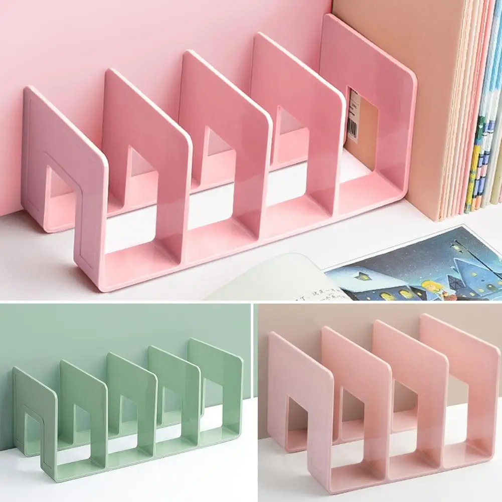 1 Pc Book Support Holder Large Capacity 4 Grids Compartment Book Stand Hollowed Out Desk Reading Book Organizer For School 책가게