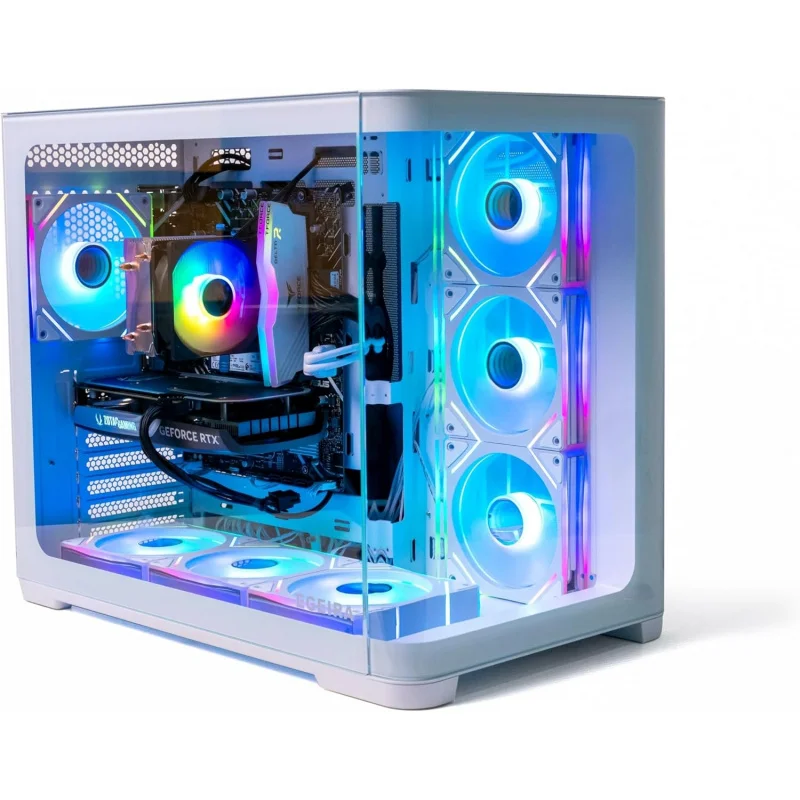 Gaming PC, i5-12400F, RTX 3050, 16GB RAM, 1TB SSD, 600W PSU, H610M-K Motherboard, 7-Fan RGB Case (White) (WHITE) view 2