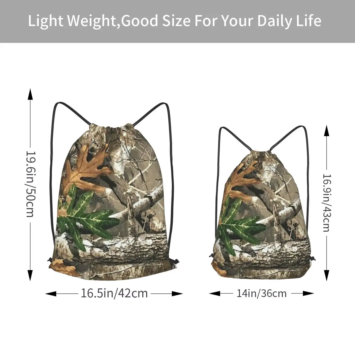 Camouflage Real Tree Realtree Hunter Camo Pattern Backpacks Fashion Drawstring Bags Storage Bag Book Bags for Travel School