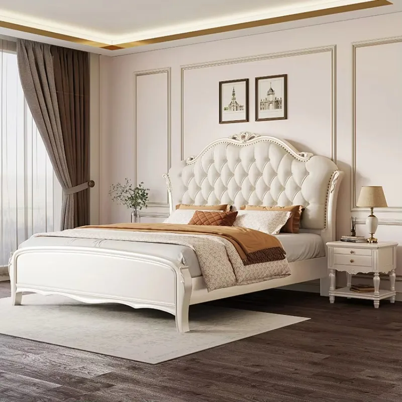 European Royal Style Double Solid Wood Bed 1.5, 1.8 m Single Classic Queen Bed Luxury Antique king Bed