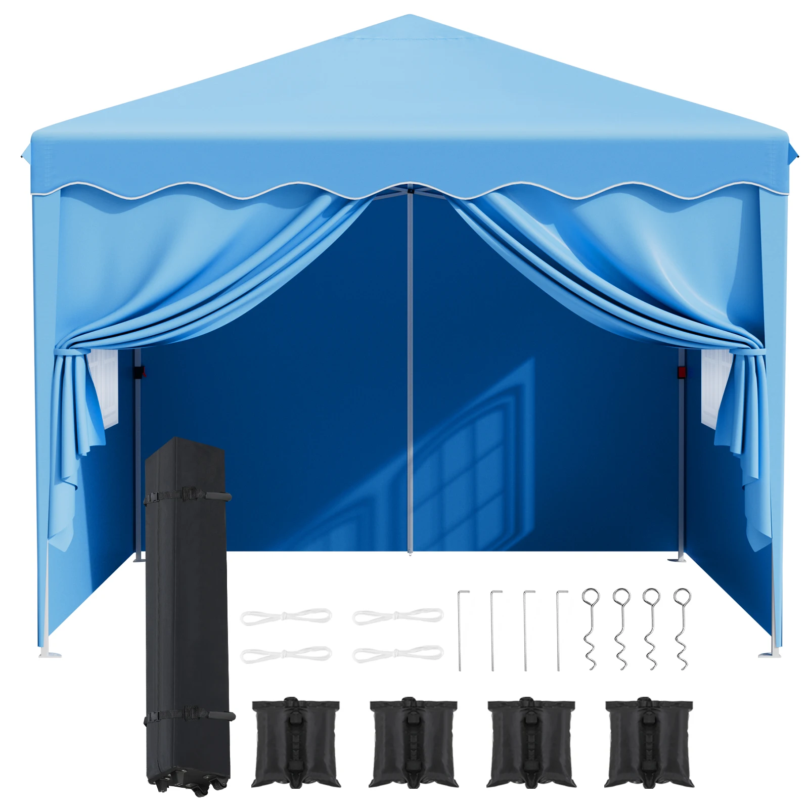 AOOU 10x10FT Pop-Up Canopy with 4 Sidewalls, Ez Up Commercial -Series Instant Canopy Tent, Outdoor Portable Gazebo w/Wheeled Bag