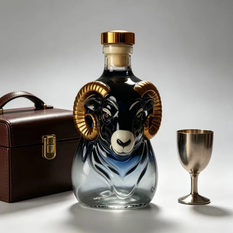 Unique Sheep‑Shaped Glass Liquor Bottle Decanter, Empty Animal Design for Whiskey Vodka Tequila Wine, Home Bar Decor Gift
