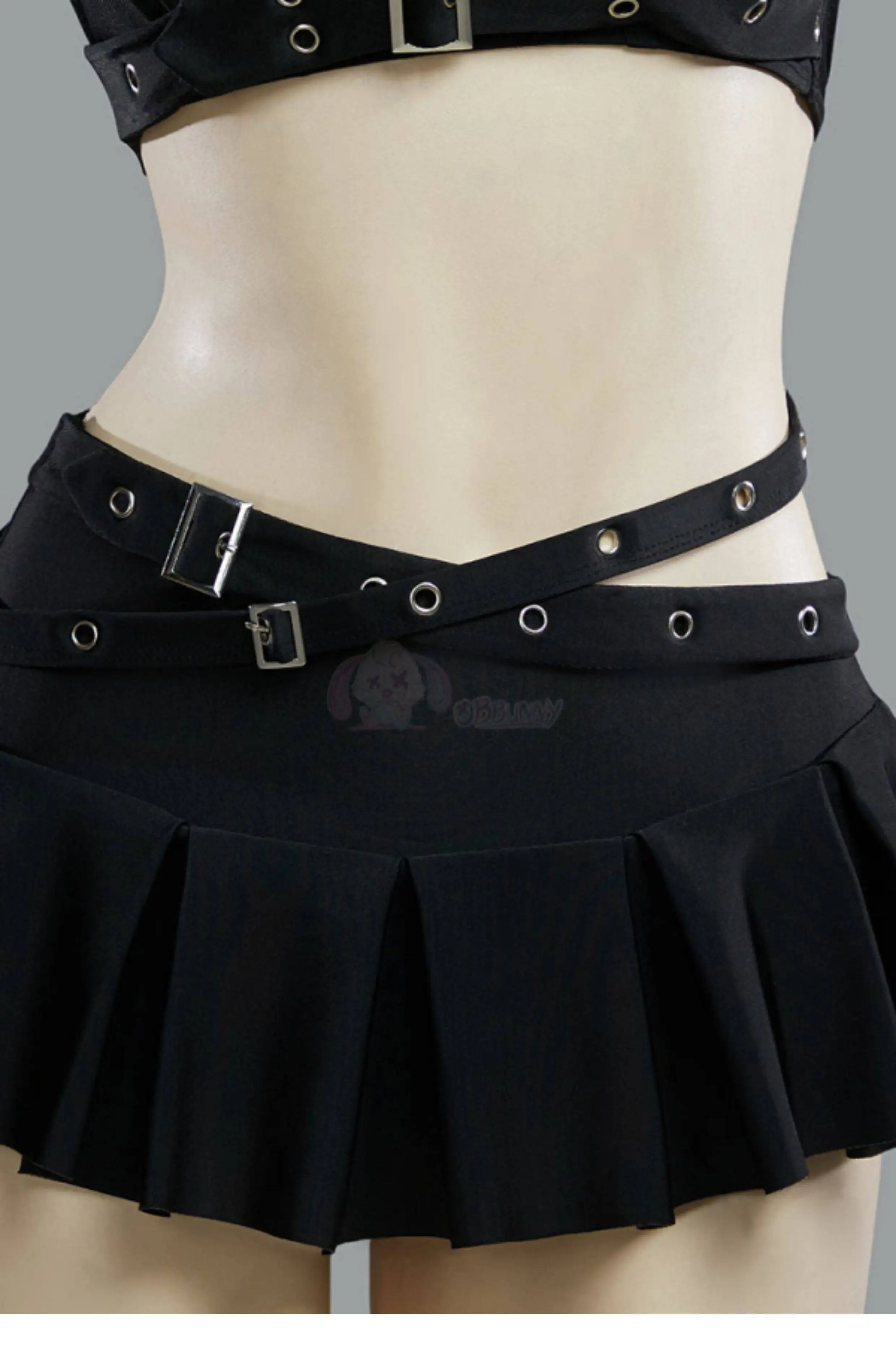 Gothic Punk Heart Hollow Halter Swimsuit Women Sexy Black Two Piece Mini Skirt Suit Beach Bathing Set Halloween Carnival Clothes view 5