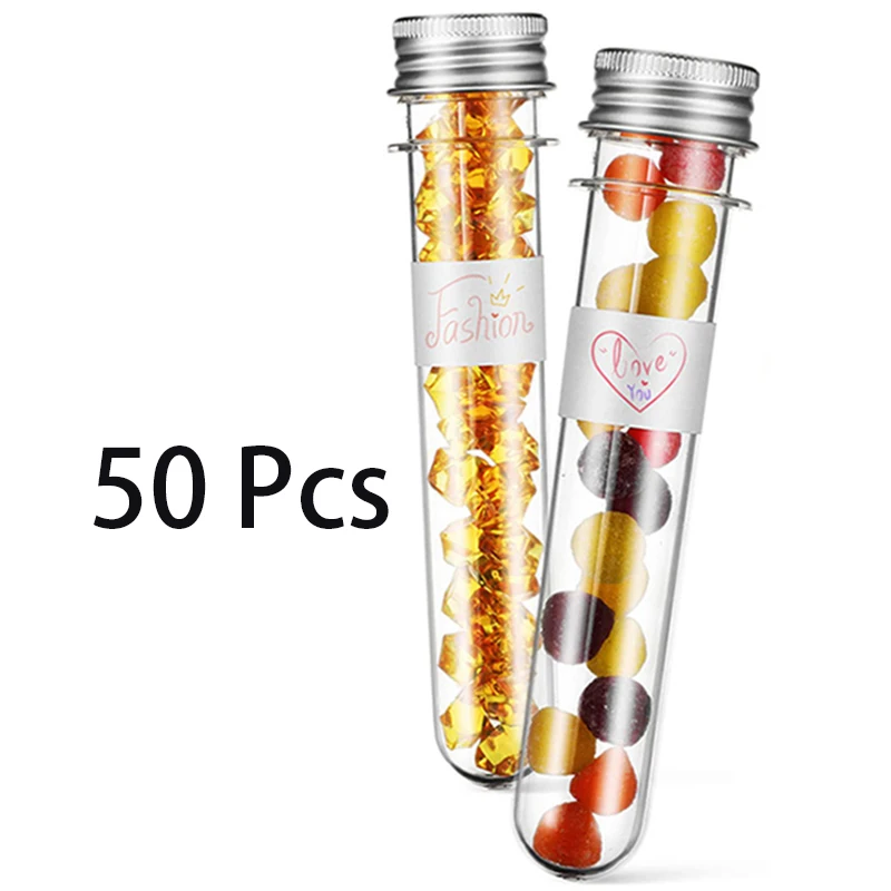 50 Pcs Clear Plastic Test Tubes 50ml Test Tubes with Lids Plastic Bottles for Storage Jewelry Seed