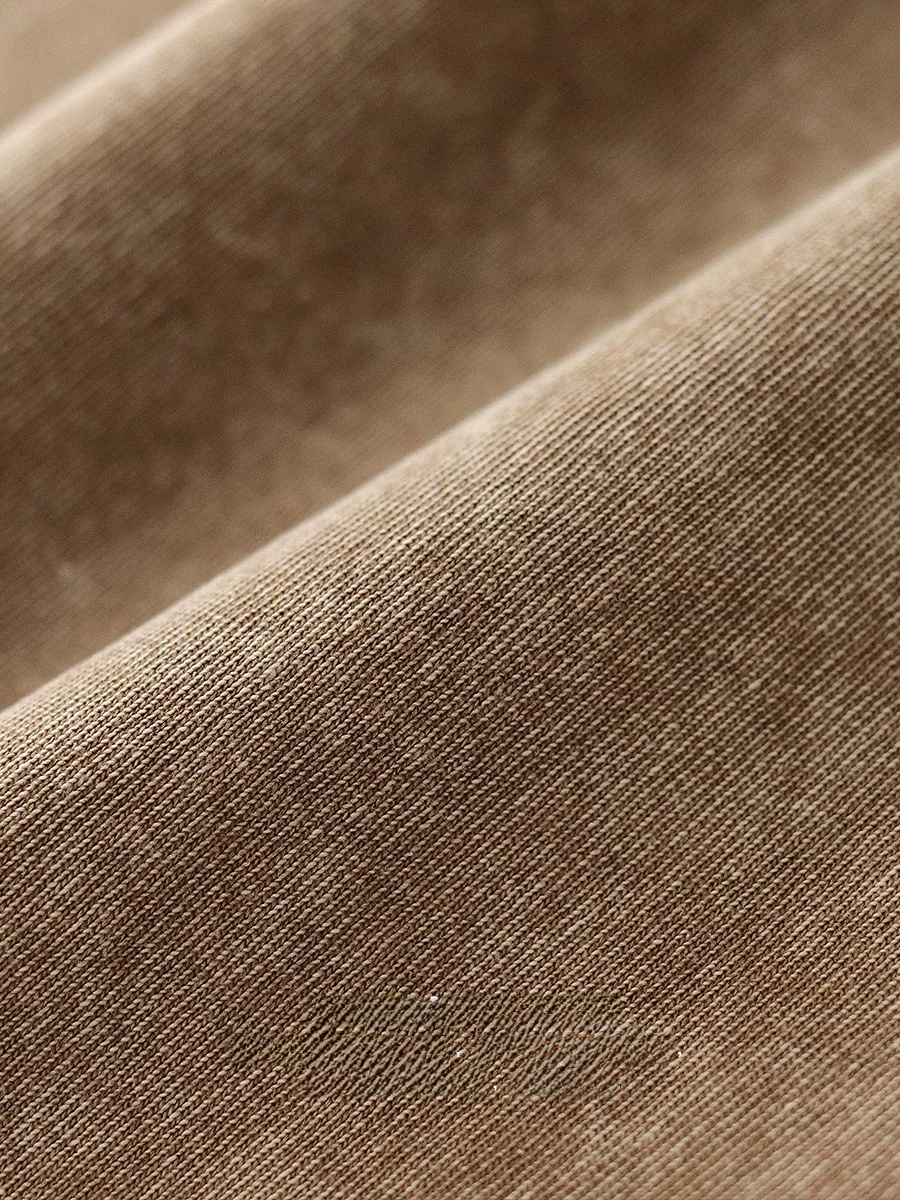 Heavyweight Wax Dyed Long Sve round Ne Cotton T-irt Vintage American Sle Loose Fit Casual Tee for Men Autumn Wear