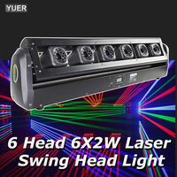 DJ RGB Laser 6 Heads 6X2W Laser Moving Head Light DMX512 Stage Effect Lighting Projector Disco Music Dance Party Club Bar Lights