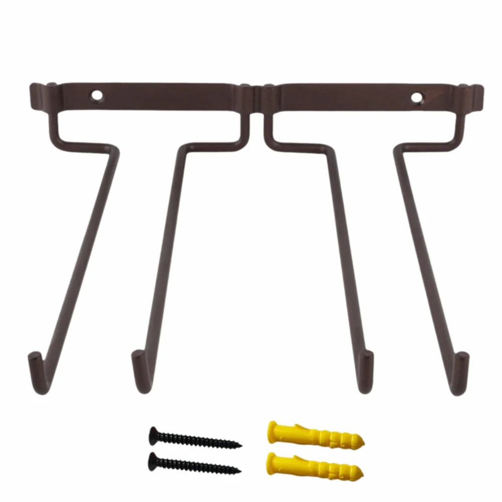 Metal Wine Glass Rack Double Row Design Inverted Holder Stemware Holder Wall Mounted Storage Shelf Wall Mounted Wine Rack Bar