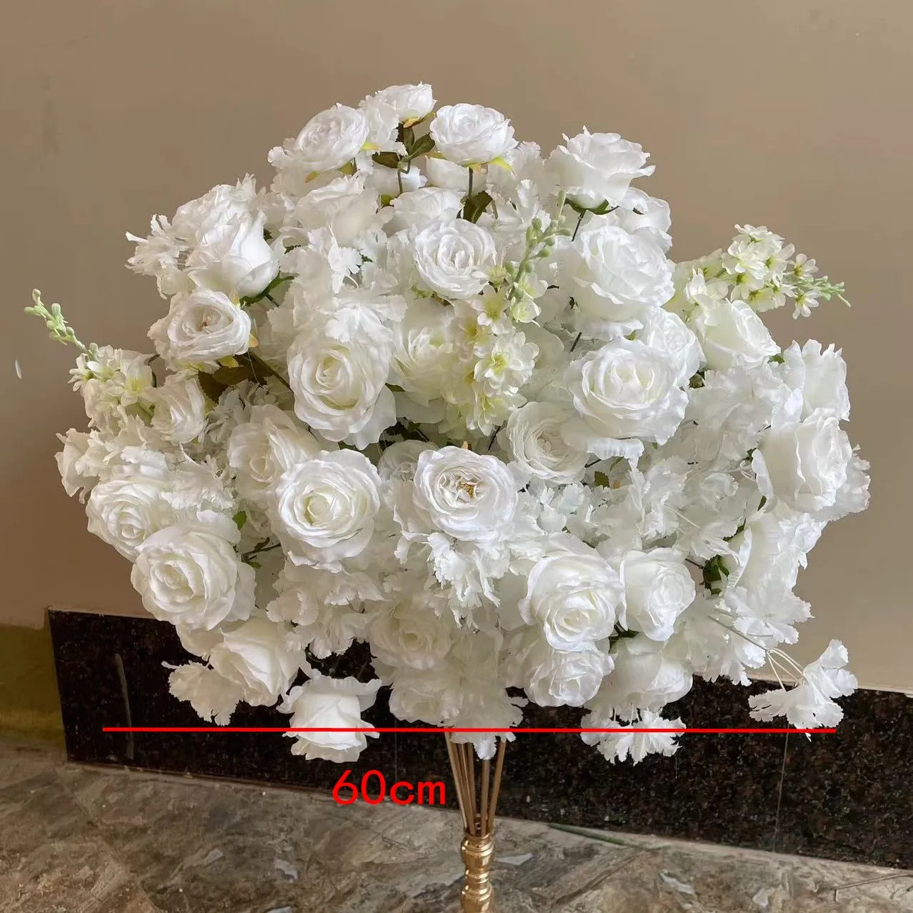 Witte kersenbloesem roos hang hoek bloem rij kunstbloemen bruiloft achtergrond boog decor bloemen tafel centerpieces bal