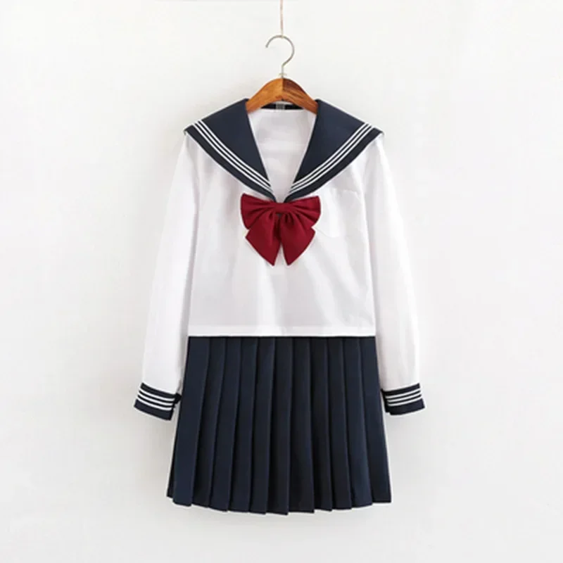 Japan Style Schoolgirl Sailor Seifuku Suits Basic Japanese School Uniform Anime Cosplay Costumes Women Cute Pleated Skirt