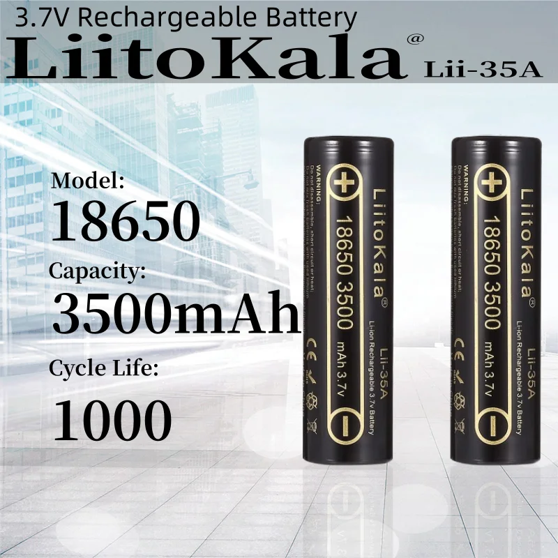 1-10PCS LiitoKala Lii-35A 18650 3500mAh 3.7V Li-Ion Rechargeable Battery 10A Lithium Battery High Drain For Flashinglight