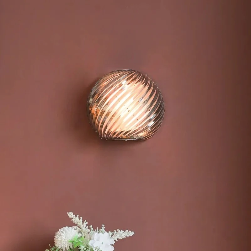 LED Striped Glass Wall Lamp Medieval Nordic Minimalist Bedroom Bedside Hotel Hallway Entrance Hall Decoration Bracket Light