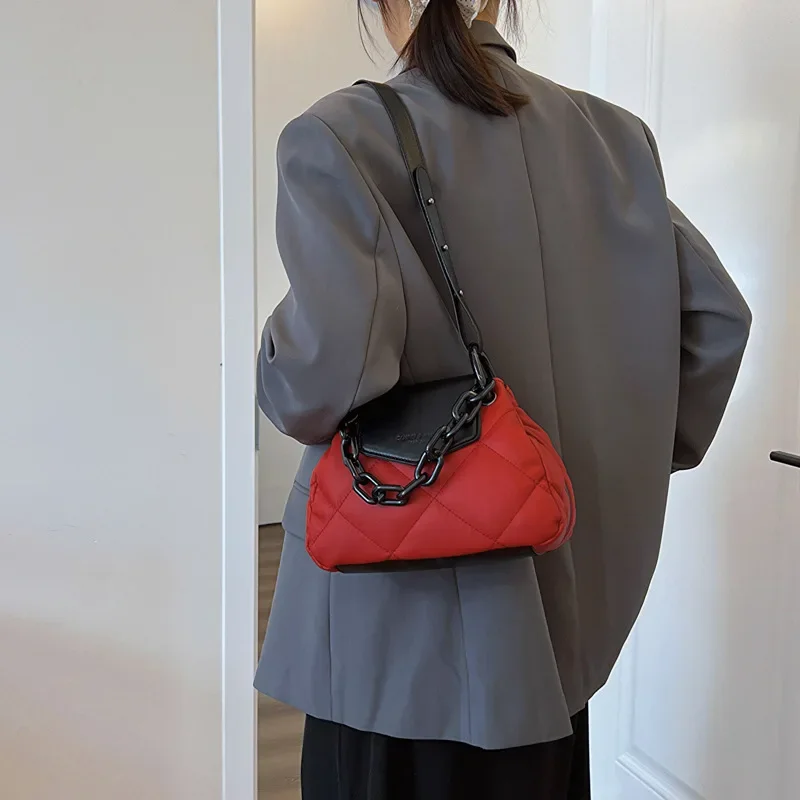 2025 новая модная и персонализированная повседневная сумка через плечо на одно плечо с ромбовидной клетчатой цепочкой