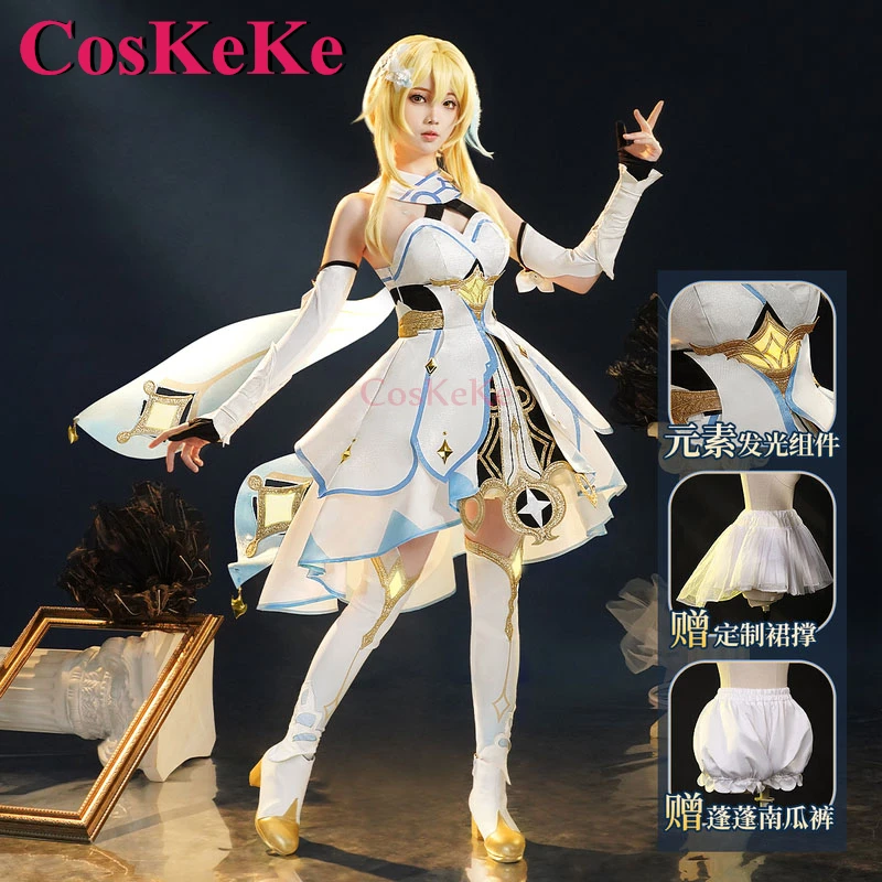 

CosKeKe Lumine Cosplay Costume Hot Game Genshin Impact Traveller Elegant Battle Uniform Halloween Party Role Play Clothing S-XL