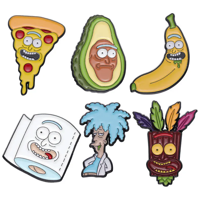 Creative Banana pizza Avocado Badge Cartoon Fruit Alloy Brooch Pin Wholesale Fashion Jewelry Accessories Souvenir Festival Gifts