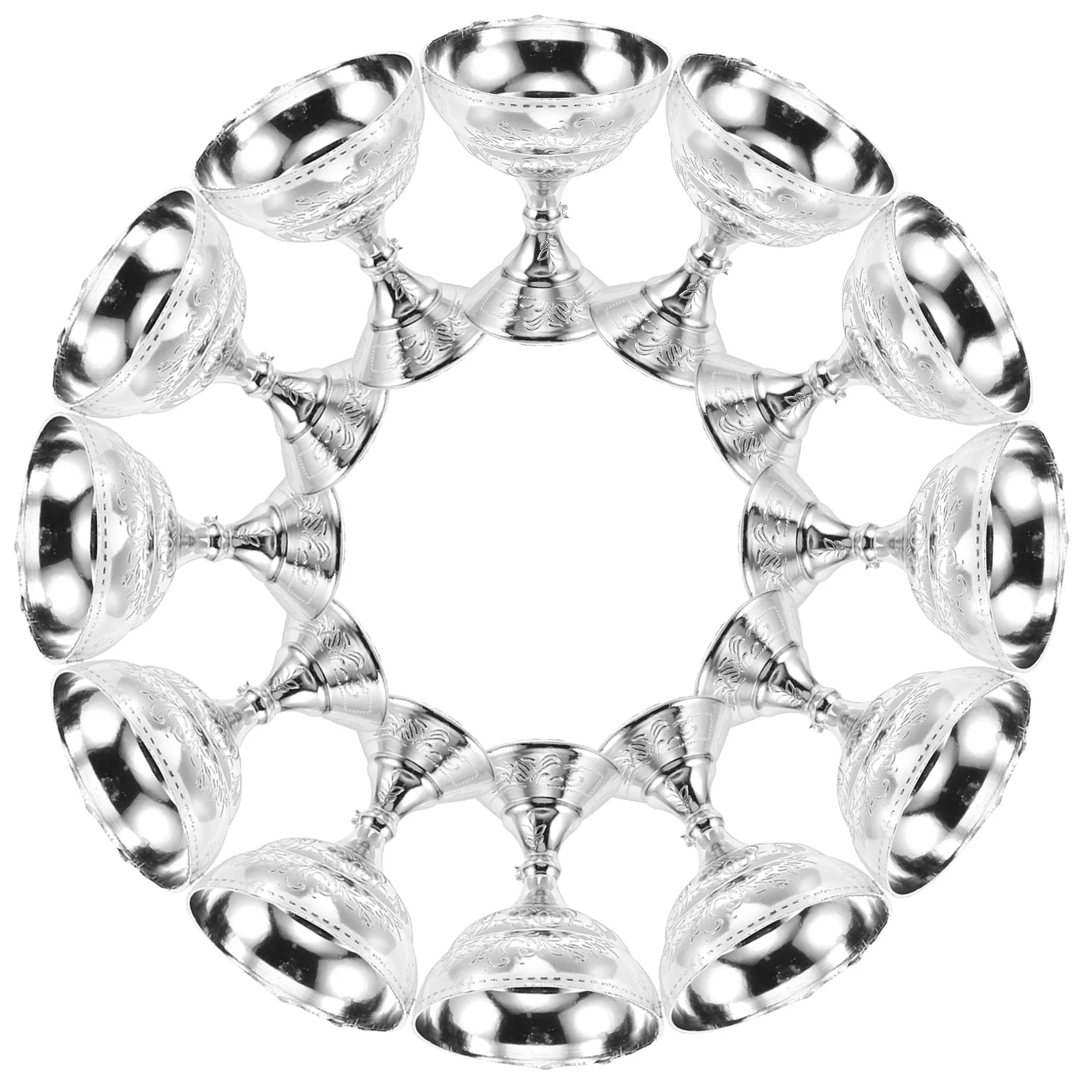 

12pcs Plastic Dessert Serving Cups Embossed Wedding Chalice Goblets For Candy Nuts Appetizers Buffet Party Supplies Holiday
