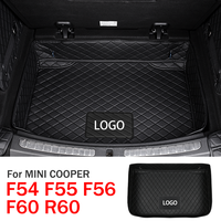 Black Leather Black Line Car Rear Trunk Bottom Mat Protection For MINI COOPER F54 F55 F56 F60 R60 Clubman Countryman Interior