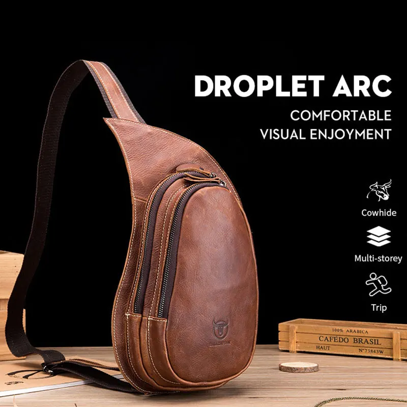 

Мужская нагрудная сумка из натуральной кожи, роскошные дизайнерские сумки через плечо Crazy Horse, мужская сумка на плечо из коровьей кожи, высококачественная нагрудная сумка