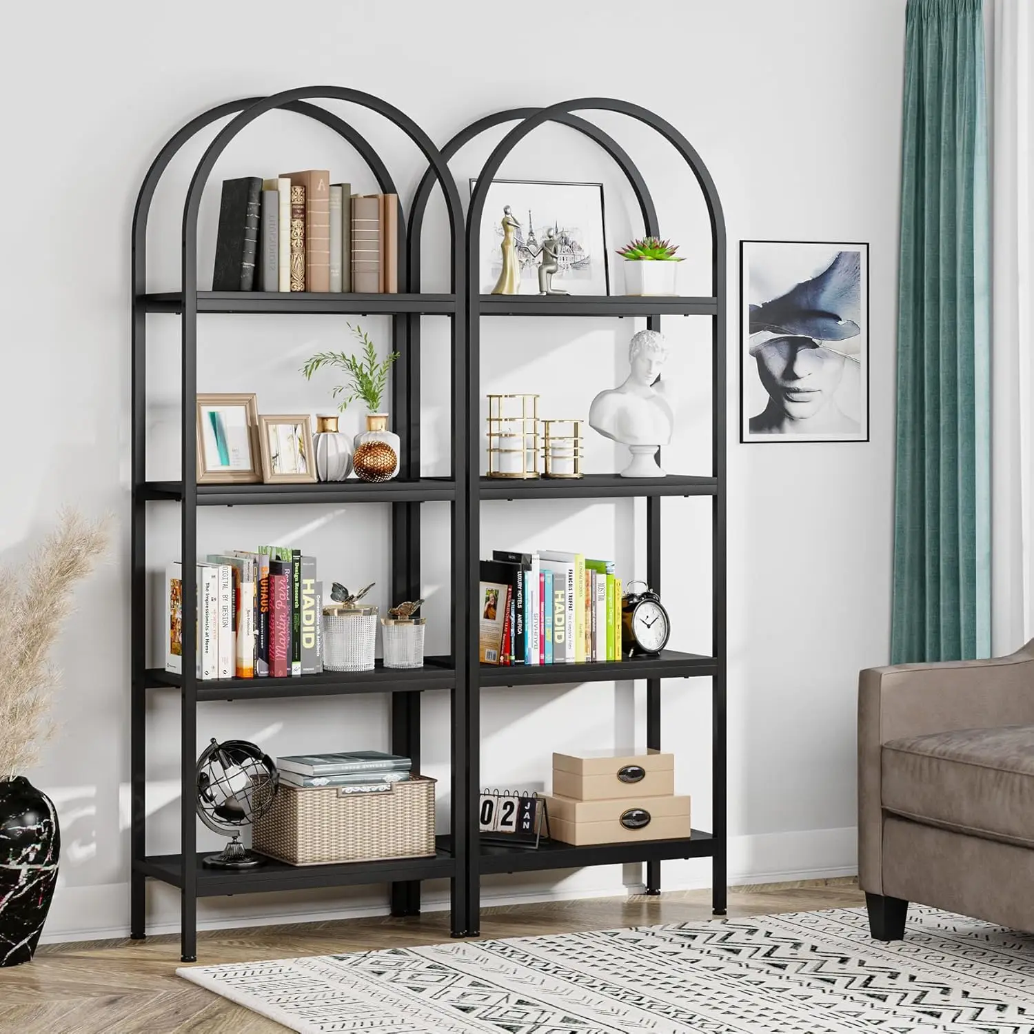 4-Tier Open Bookshelf Set of 2 70.8