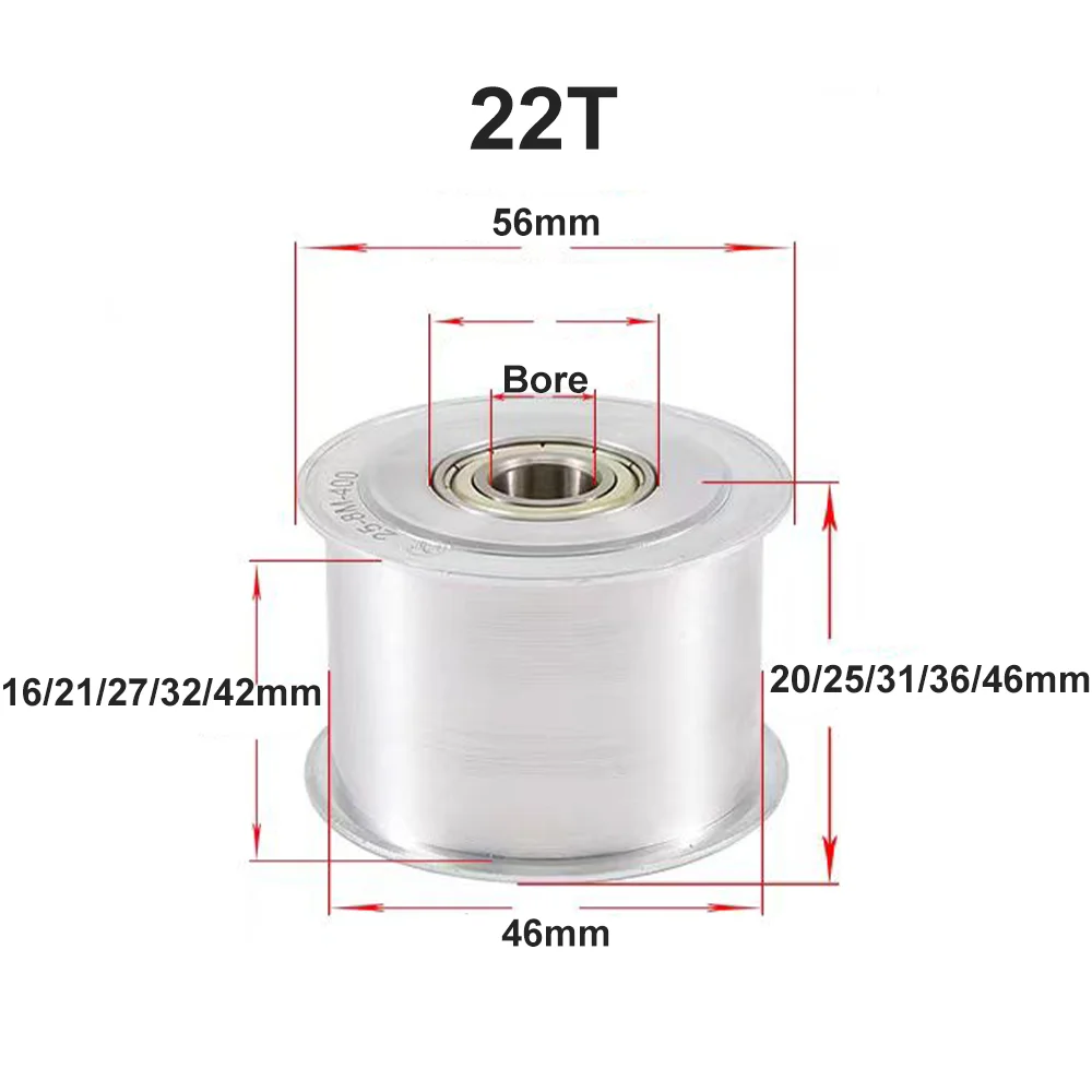 HTD 8M 22T/24T/25T/30Teeth Idler Pulley Tensioner Bore 10-25mm Fit Belt Width 15/20/25/30/40mm Bearing Guide Synchronous Wheel